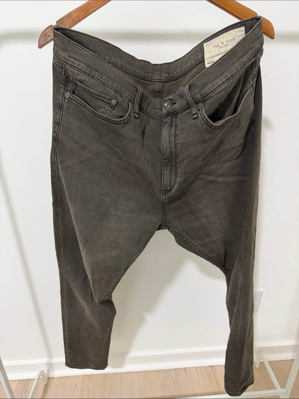 rag & bone Men's Washed Charcoal Relaxed Jeans